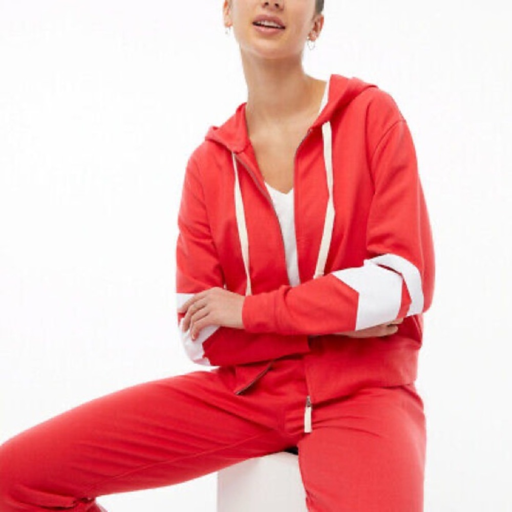 J Crew Full Zip Hoodie With Stripe • Medium